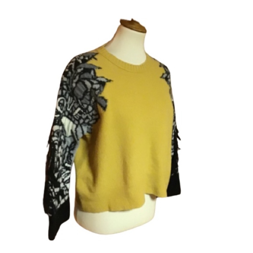 Anthropologie Dorothee Schumacher LOVE Fringe Sleeves Wool & Cashmere Sweater
